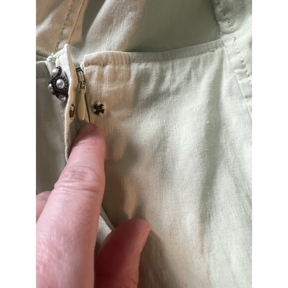 Maeve Anthropologie Mini Dress Size Large Sleeveless Volume Hip Green Stretch - Picture 15 of 15